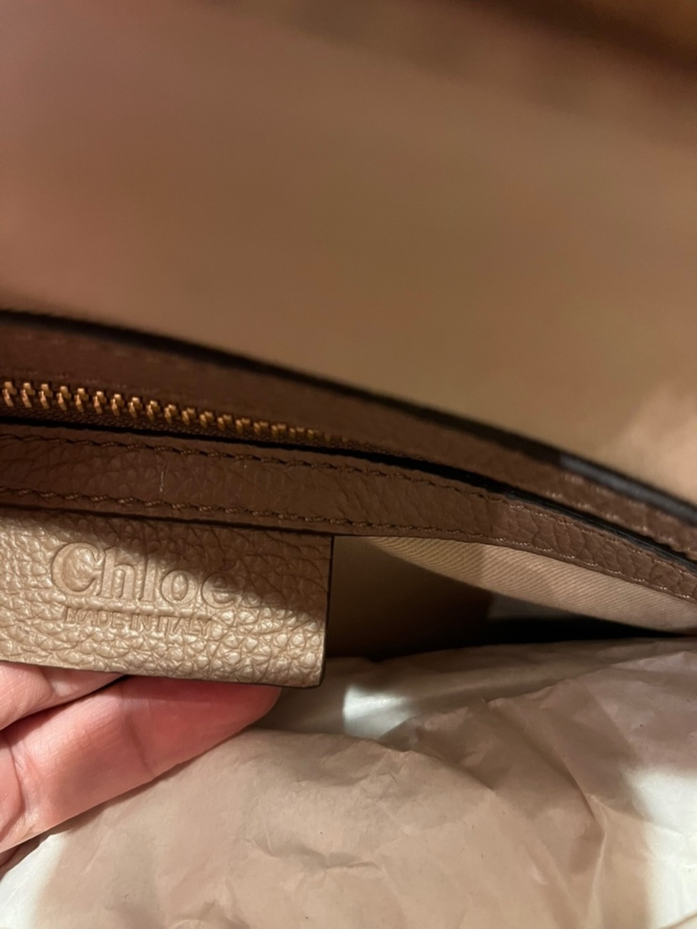 Medium Chloe Marcie Leather Satchel in desert taupe - Picture 13 of 16